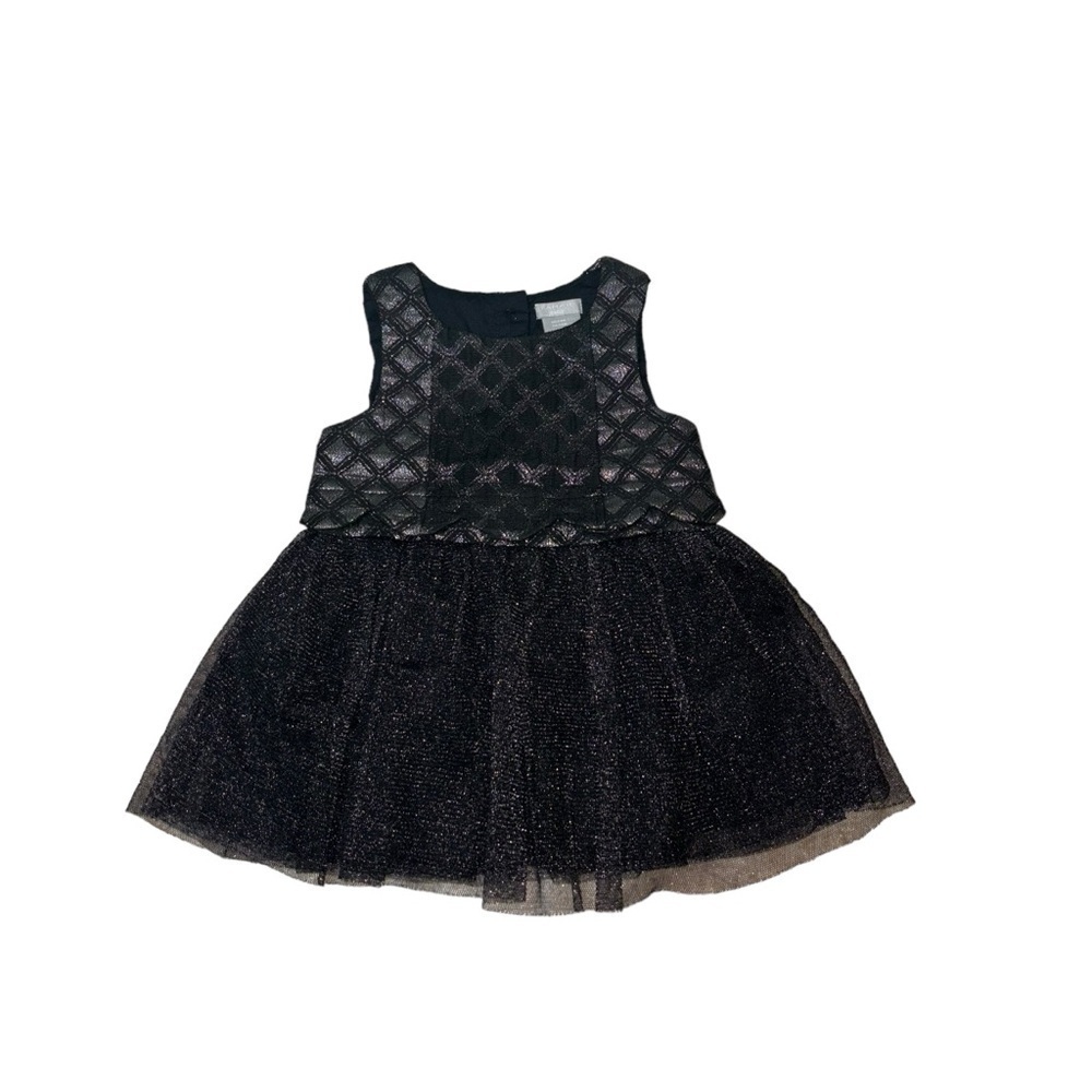 Tahari Baby Girl's Size 24 Months Formal Dress Sleeveless Mesh Silver Thread
